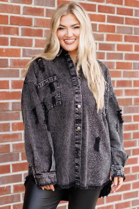 Exclusive Offer Fallin' For You Shacket, Black