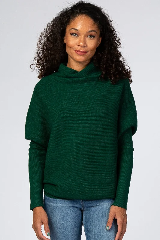 Weekend Specials to Relish Forest Green Funnel Neck Dolman Sleeve Sweater