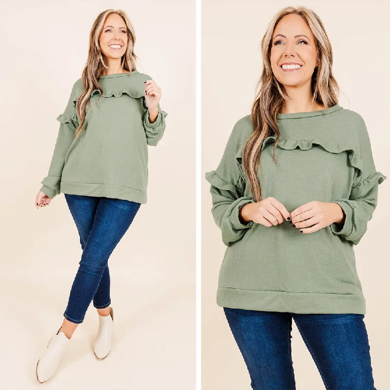 Super Sale Toffee Kisses Pullover, Sage