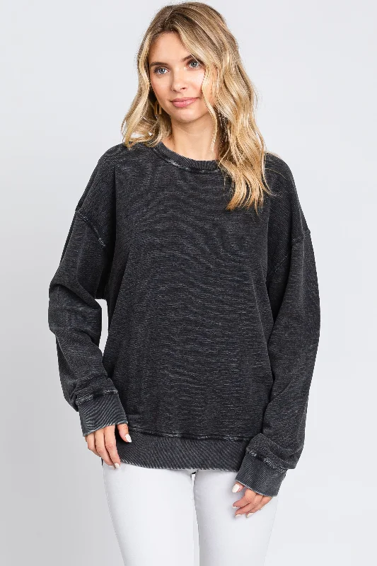 Weekend Bargains to Celebrate Black Faded Long Sleeve Top