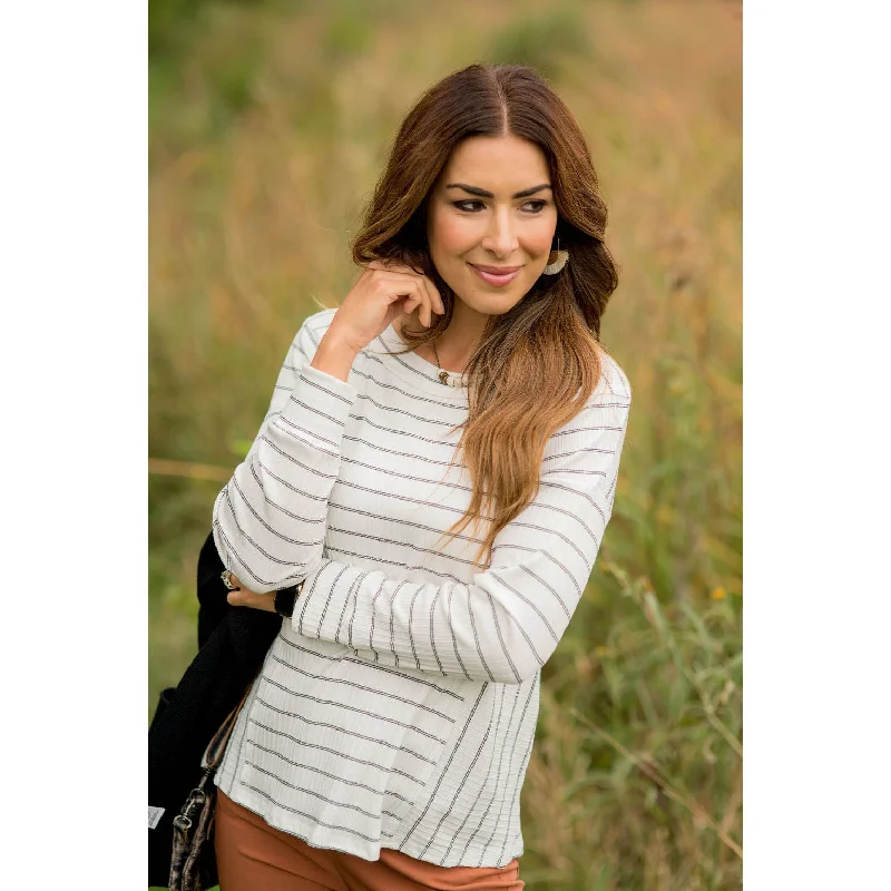 Act Now Dashing Double Micro Striped Tee