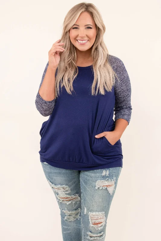 Big Deal Chilly Afternoons Top, Navy