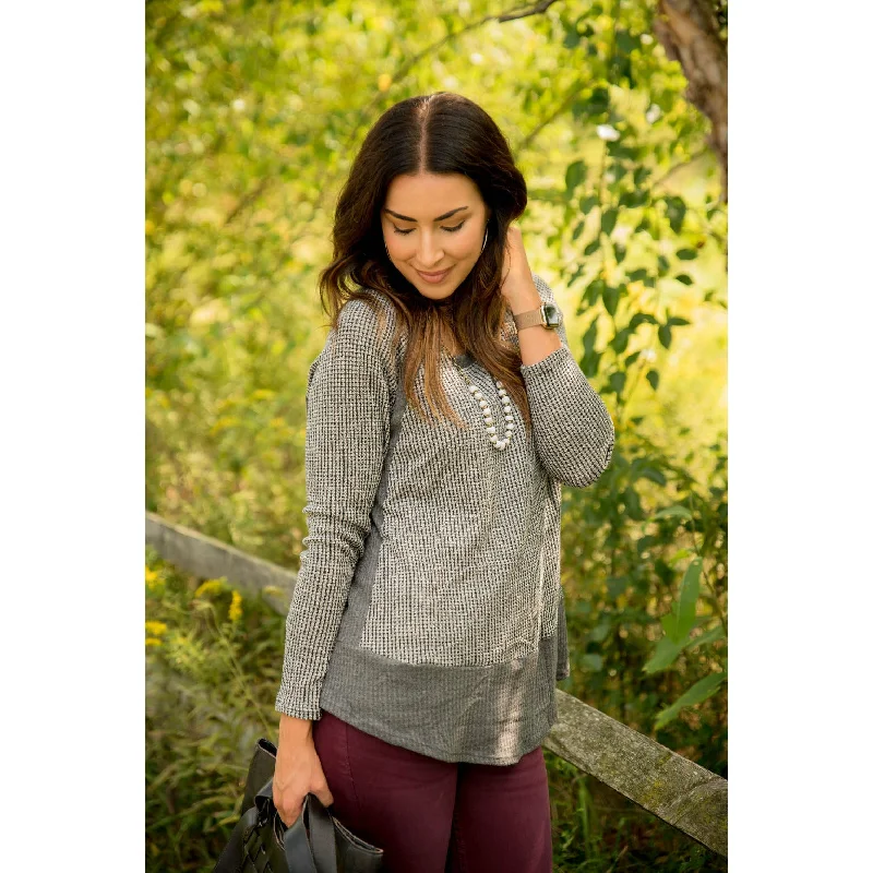 Weekend Bargains to Celebrate Two Tone Thermal Long Sleeve Tee