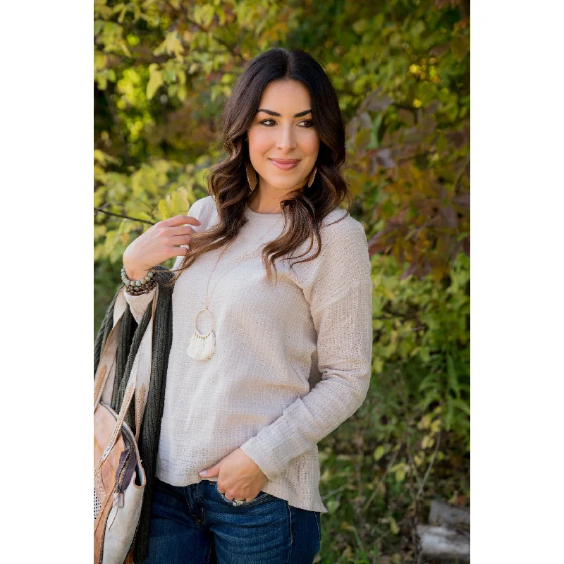 Massive Savings Textured Long Sleeve Tee