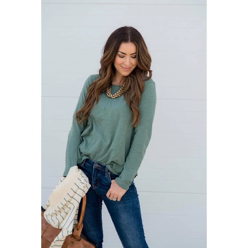 Weekend Discounts Worth Grabbing Cotton Slub Long Sleeve Tee