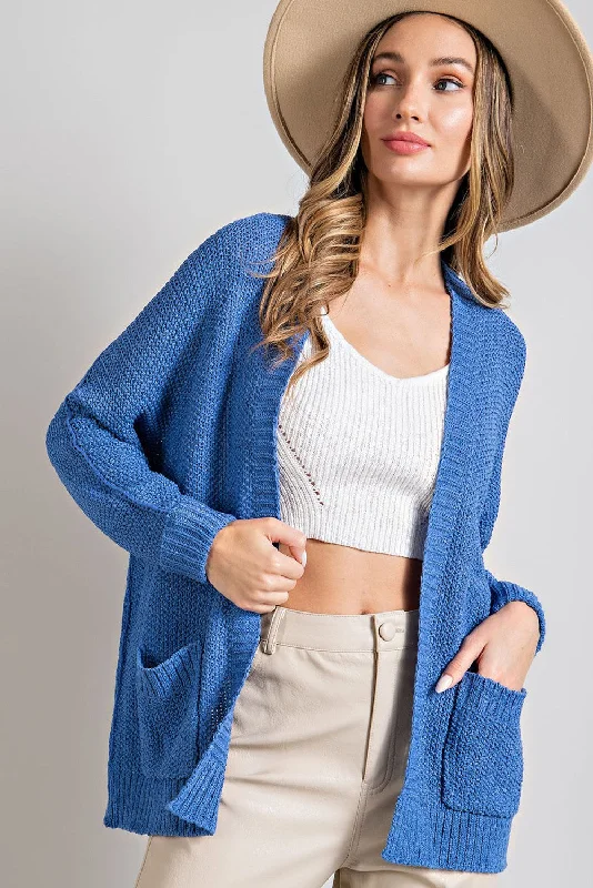 Weekend Deals That Sizzle Blue Cuff Sleeve Cardigan