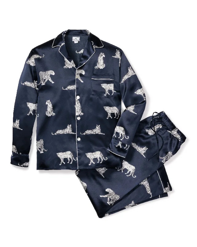 Hurry In Men's Silk Pajama Set in Panthère de Nuit