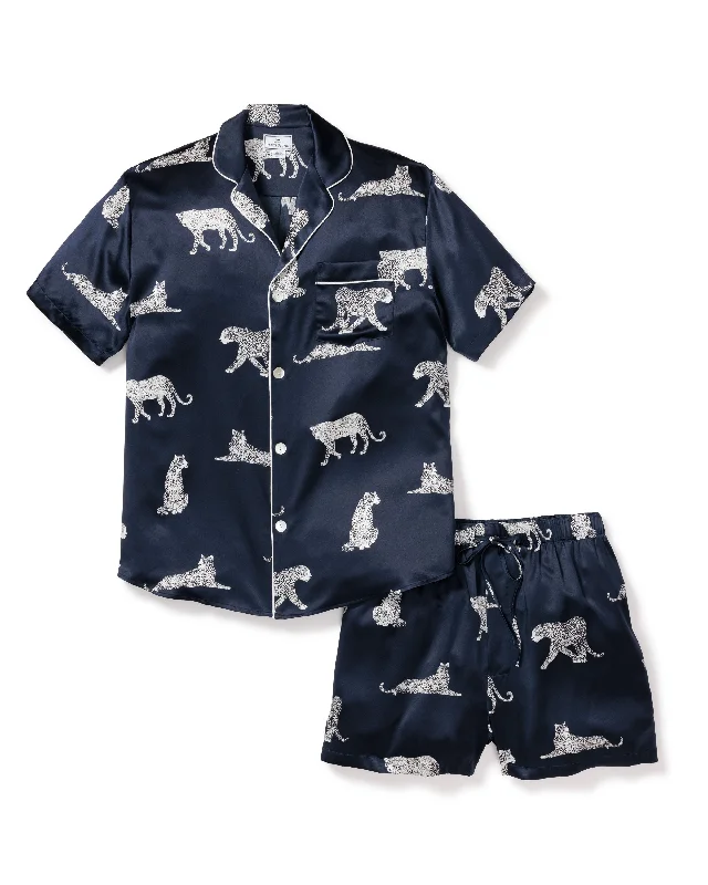 Reduced Price Men's Silk Pajama Short Set in Panthère de Nuit