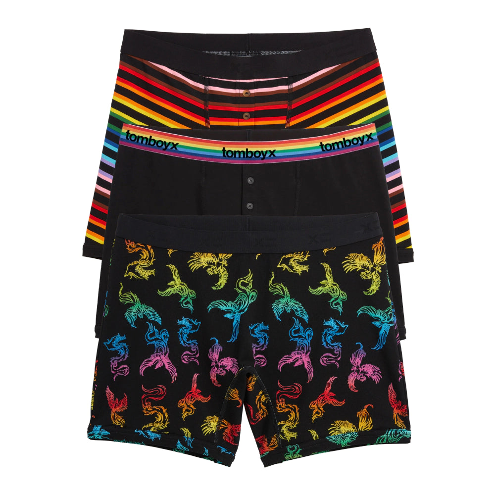 6" Boxer Briefs 3-Pack - Rainbow Phoenix