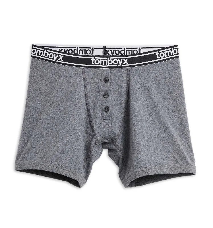 6" Fly Boxer Briefs - Charcoal Logo