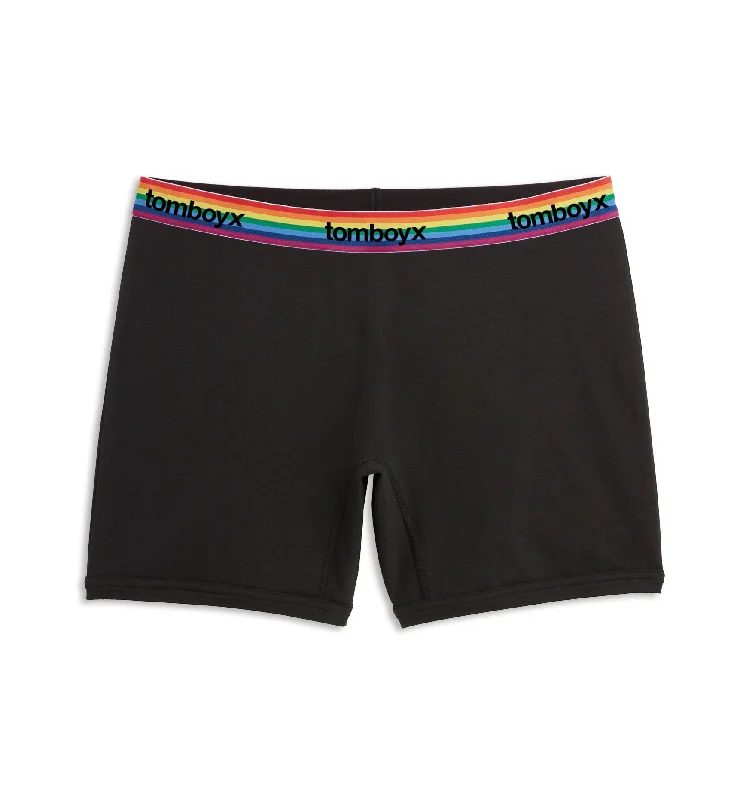 6" No Fly Boxer Briefs - Black Rainbow Logo