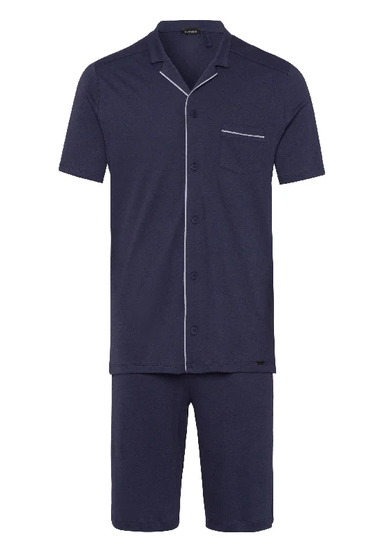 Massive Savings Night And Day Button Front Cotton Pajama Set | Black Iris 75586-496