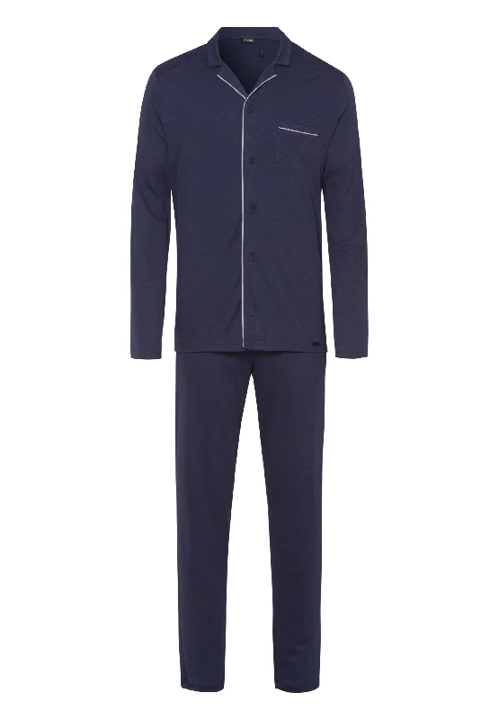 New Deal Night And Day Button Front Cotton Pajama Set | Black Iris 75587-496