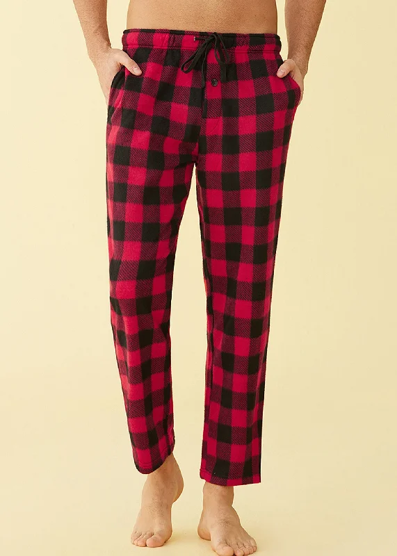 Bargain Alert Men's Fleece Plaid Lounge Pajama Pants with Pockets