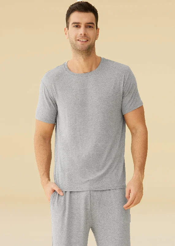 Weekend Bargains to Love Men's Bamboo Viscose Crew Neck Short Sleeves Pajama Sleep Shirt Weekend Bargains to Love Men's Bamboo Viscose Crew Neck Short Sleeves Pajama Sleep Shirt