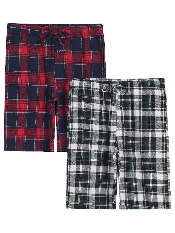 Weekend Deals That Wow Men's 2 Pack Cotton Flannel Lounge Sleep Shorts with Pockets
