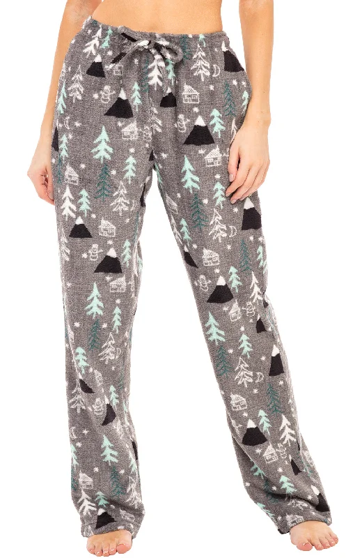 Act Now Women's Plush Fleece Pajama Bottoms with Pockets, Winter PJ Lounge Pants