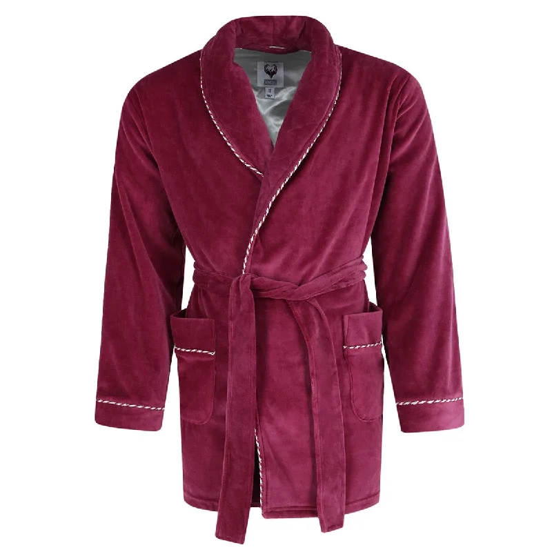 Closeout Deal Ascentix Men's Velour Smoking Jacket with Satin Lining