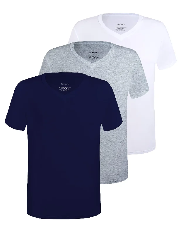 Grey Melange and White and Navy