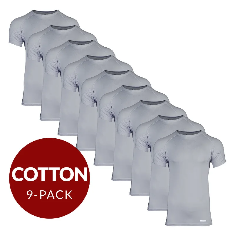 Crew Neck Cotton Sweat Proof Undershirt For Men - Grey 9-Pack