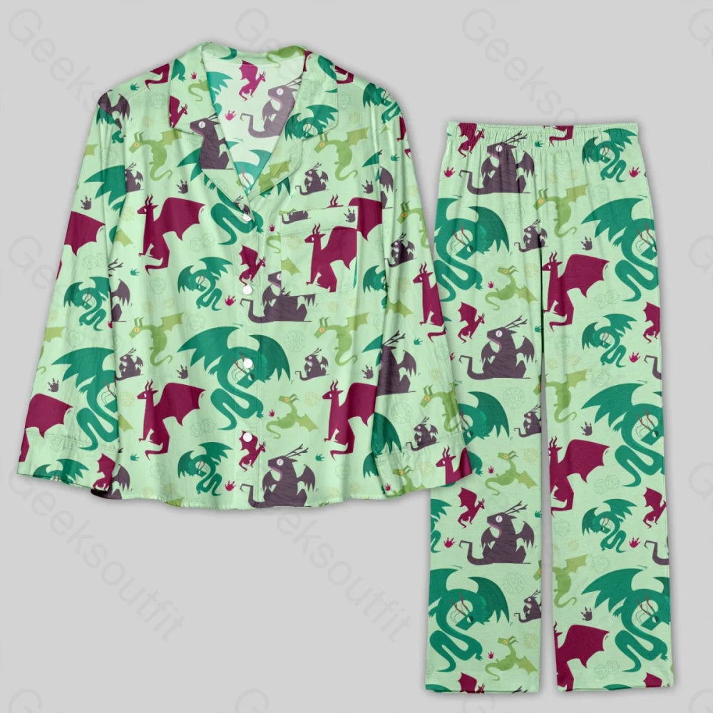 Clearance Sale D&D Dragons Pistachio Green Pajamas Set