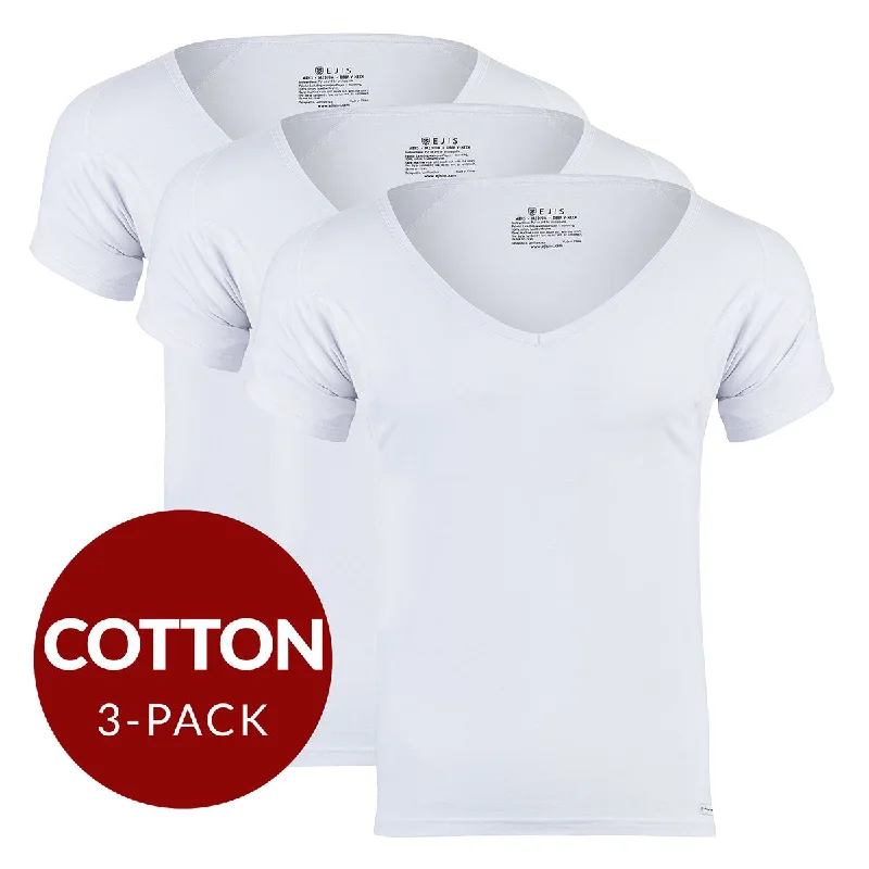 Deep V Cotton Sweat Proof Undershirt For Men - White 3-Pack