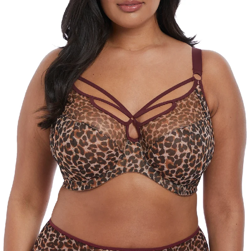 Elomi Sachi Underwire Plunge Bra in Leopard