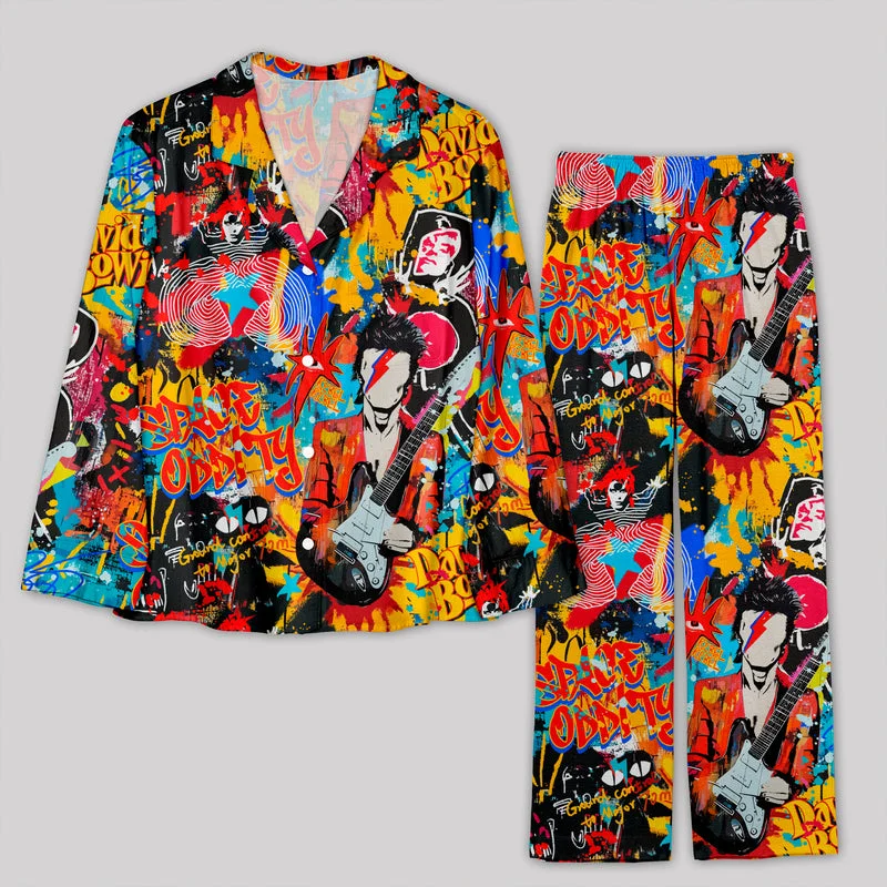 Midnight Madness Graffiti Street Art David Bowie Pajamas Set