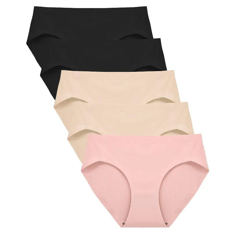 High Cut Seamless No Show Brief Panties - Mix4 5 Pack