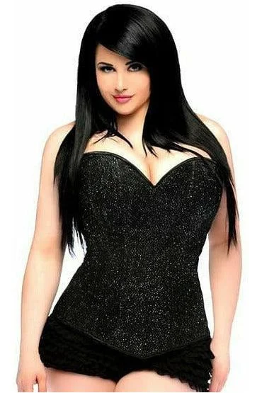 Lavish Black Glitter Side Zipper Corset