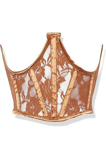 Lavish Caramel Sheer Lace Underwire Waist Cincher Corset