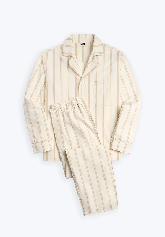 Markdown Sale Lowell Pajama Set in Sand & Cream Stripe
