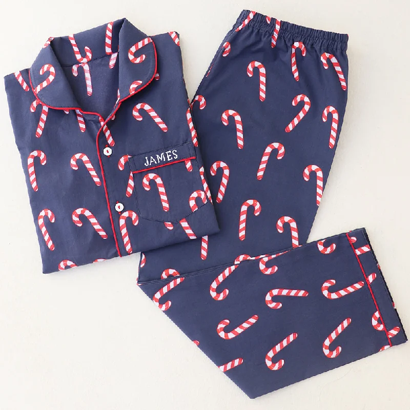 Super Bargain Men Candy Cane Pajama Set
