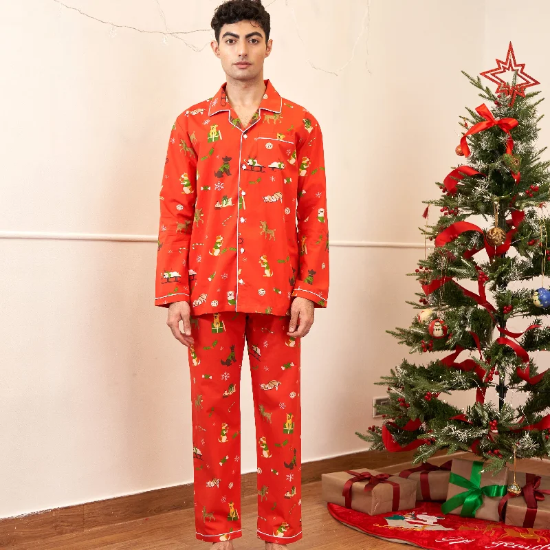 Weekend Extravaganza: Shop Now Men Holiday Puppies Pajama Set