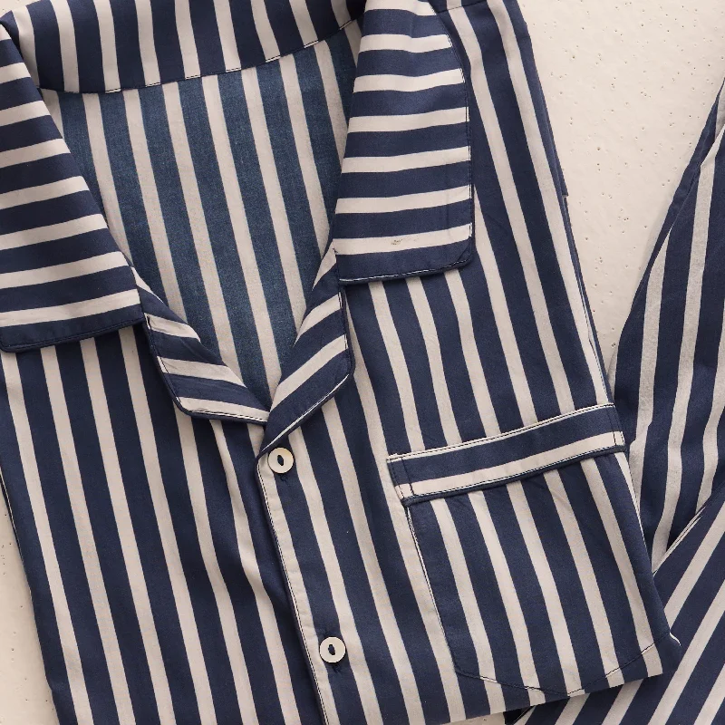 Exclusive Offer Men Navy Bold Striped Pajama Set
