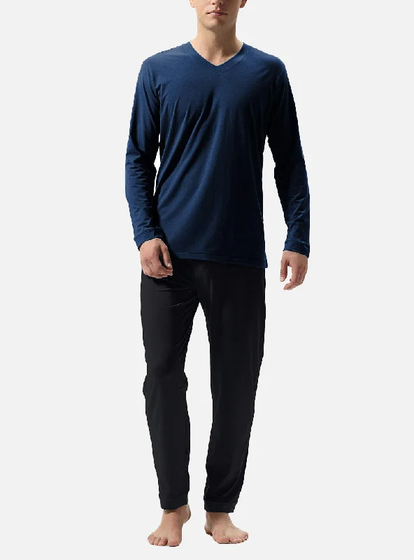 Weekend Bargains Just for You Cotton Long V-Neck Pajamas Set