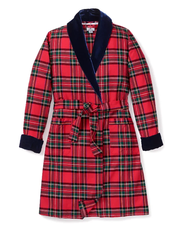 Weekend Wonders Await! Men's Brushed Cotton Velvet Robe in Imperial Tartan