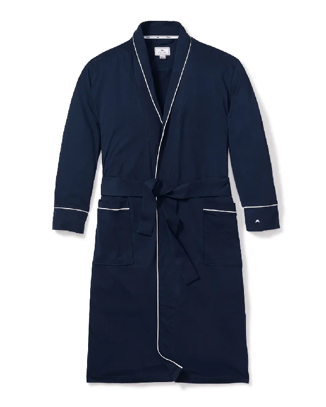Year-End Deals Men's Pima Robe in Navy