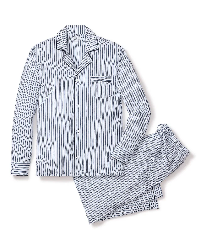 Cash Savings Men's Pima Pajama Set in Navy French Ticking