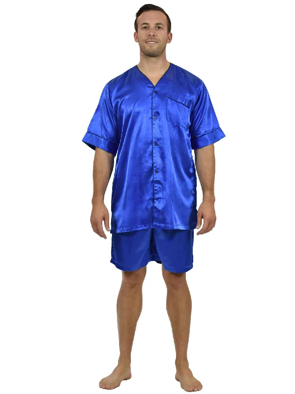 Online Exclusive Men's Pajama Set / Pajamas / Pyjamas / PJs, Satin, Short-Sleeve V-Neck with Shorts