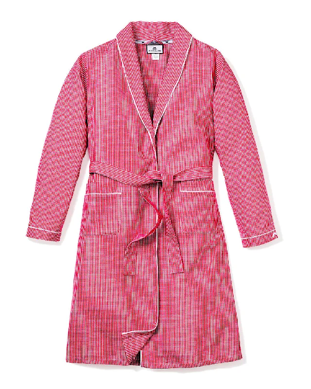 Lowest Price Men's Flannel Robe in Red Mini-Gingham