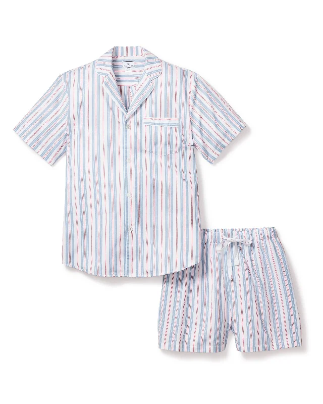 Instant Savings Men's Twill Pajama Short Set in Vintage French Stripes