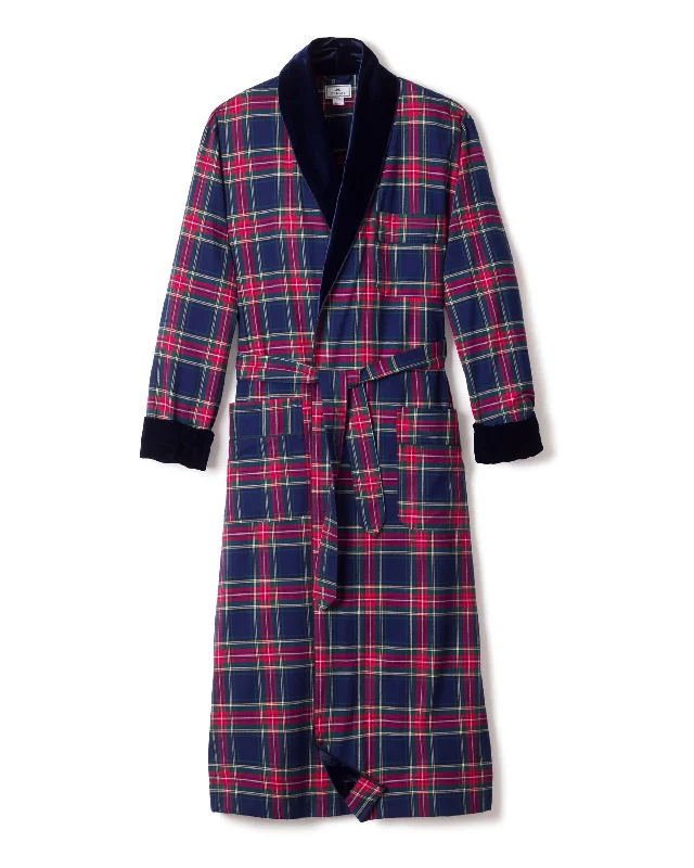 Weekend Bargains Galore Men's Brushed Cotton Velvet Trim Robe in Windsor Tartan