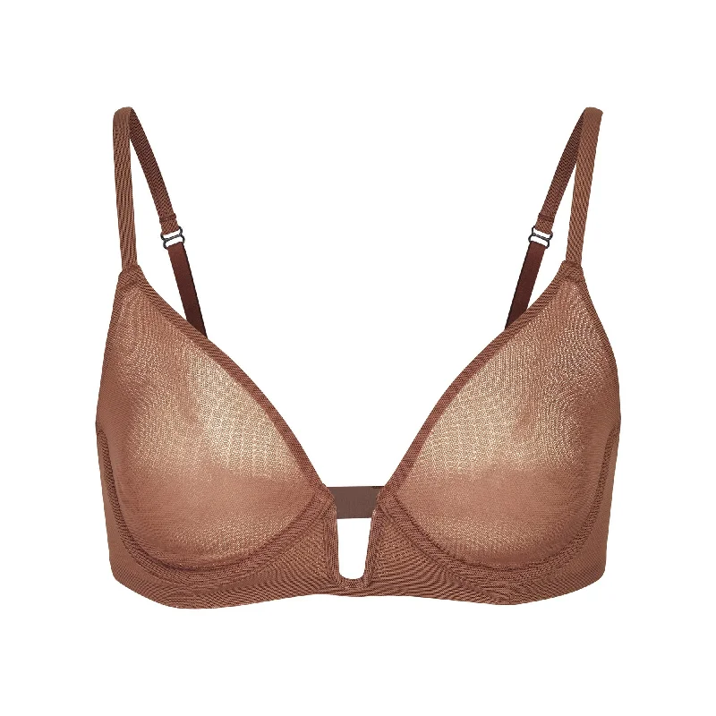 MESH ONE WIRE PLUNGE BRA | JASPER