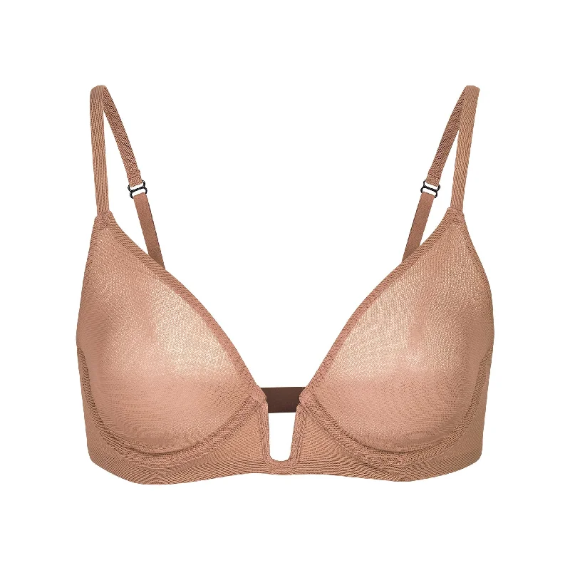 MESH ONE WIRE PLUNGE BRA | SIENNA