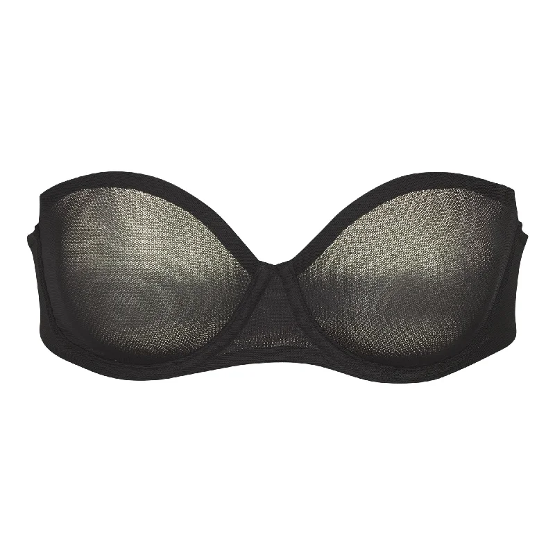 MESH STRAPLESS BRA | ONYX