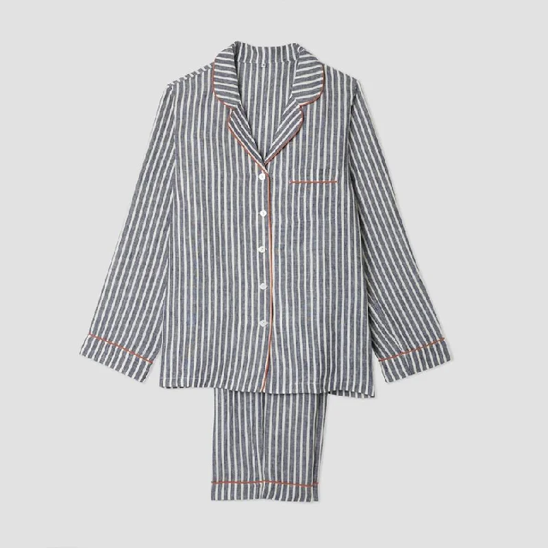Shop and Save Men's Midnight Stripe Linen Pajama Set