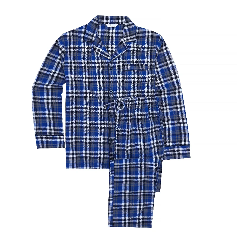 Extra Savings Mens 100% Cotton Flannel Pajama Set with Pant Pockets & Drawstring