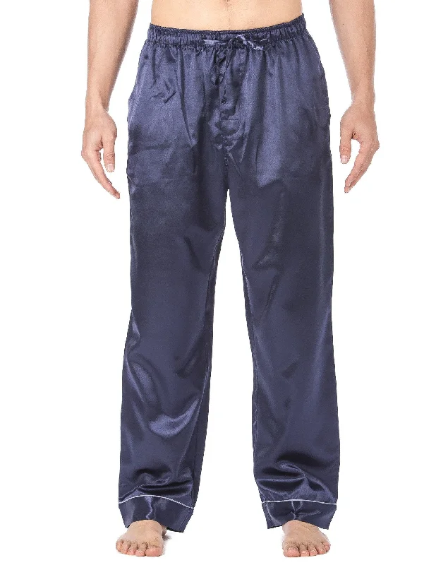 Weekend Offers That Amaze Men's Premium Satin Sleep/Lounge Pants - Solid Dark Blue