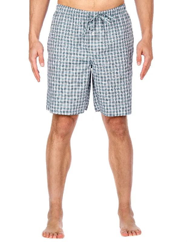Weekend Savings Extravaganza Men's Bamboo Sleep/Lounge Shorts - Plaid Black-White-Green